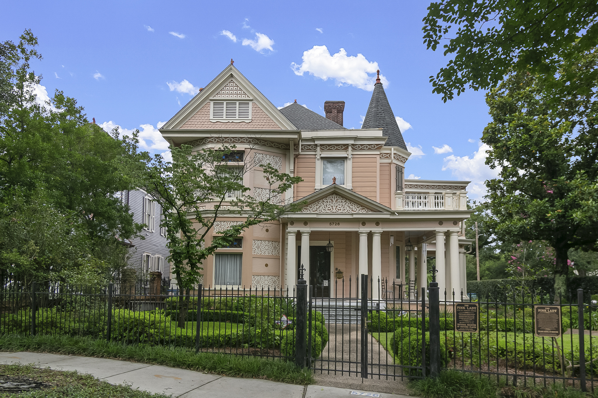 The Pink Lady, a restored Victorian home on St. Charles Avenue in Uptown New Orleans